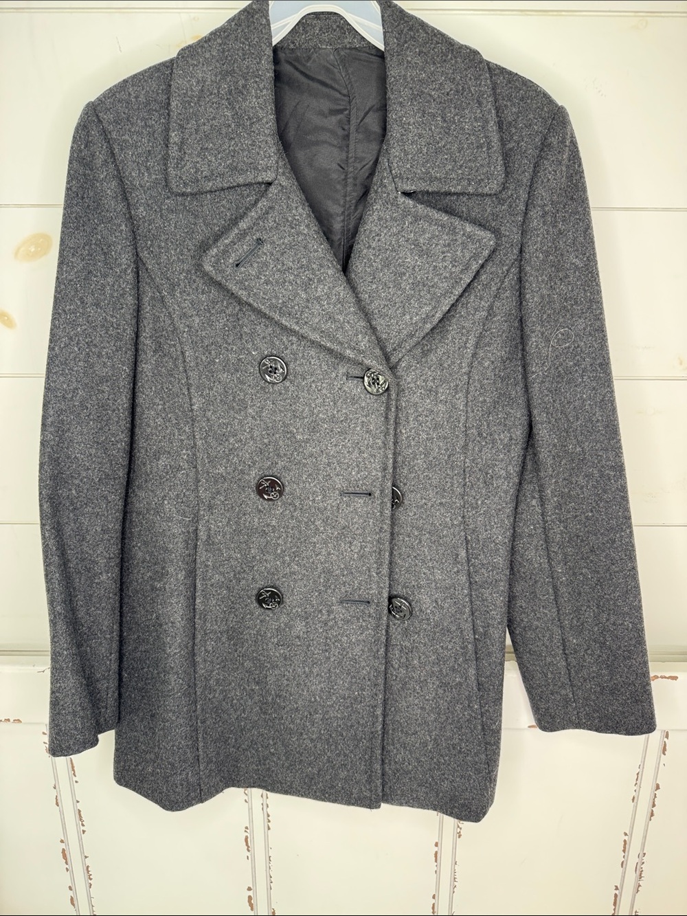 Old Navy Women's Gray Double-Breasted Wool Peacoat